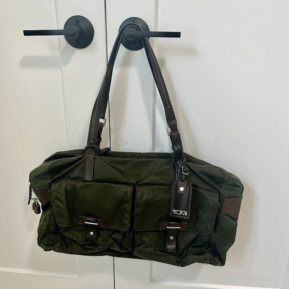 Tumi Green Nylon Tote Bag